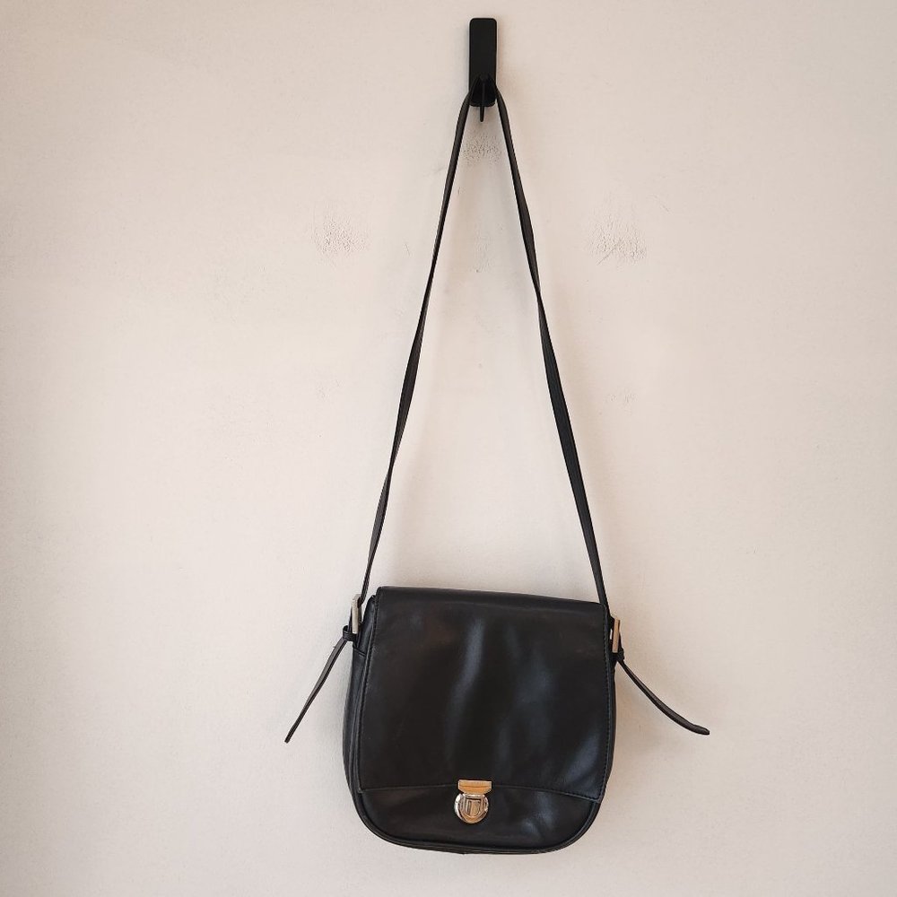 VTG Osgoode Marley Black Leather Satchel Bag Purse Crossbody Shoulder Bag